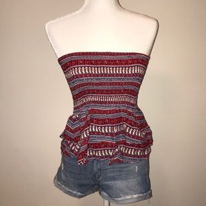 Red, White & Blue Strapless Top